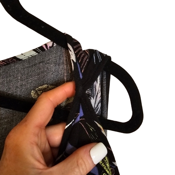 Free People Clear Skies Open Shoulder Printed Tunic in Black/Multi-Size XS - Picture 12 of 12